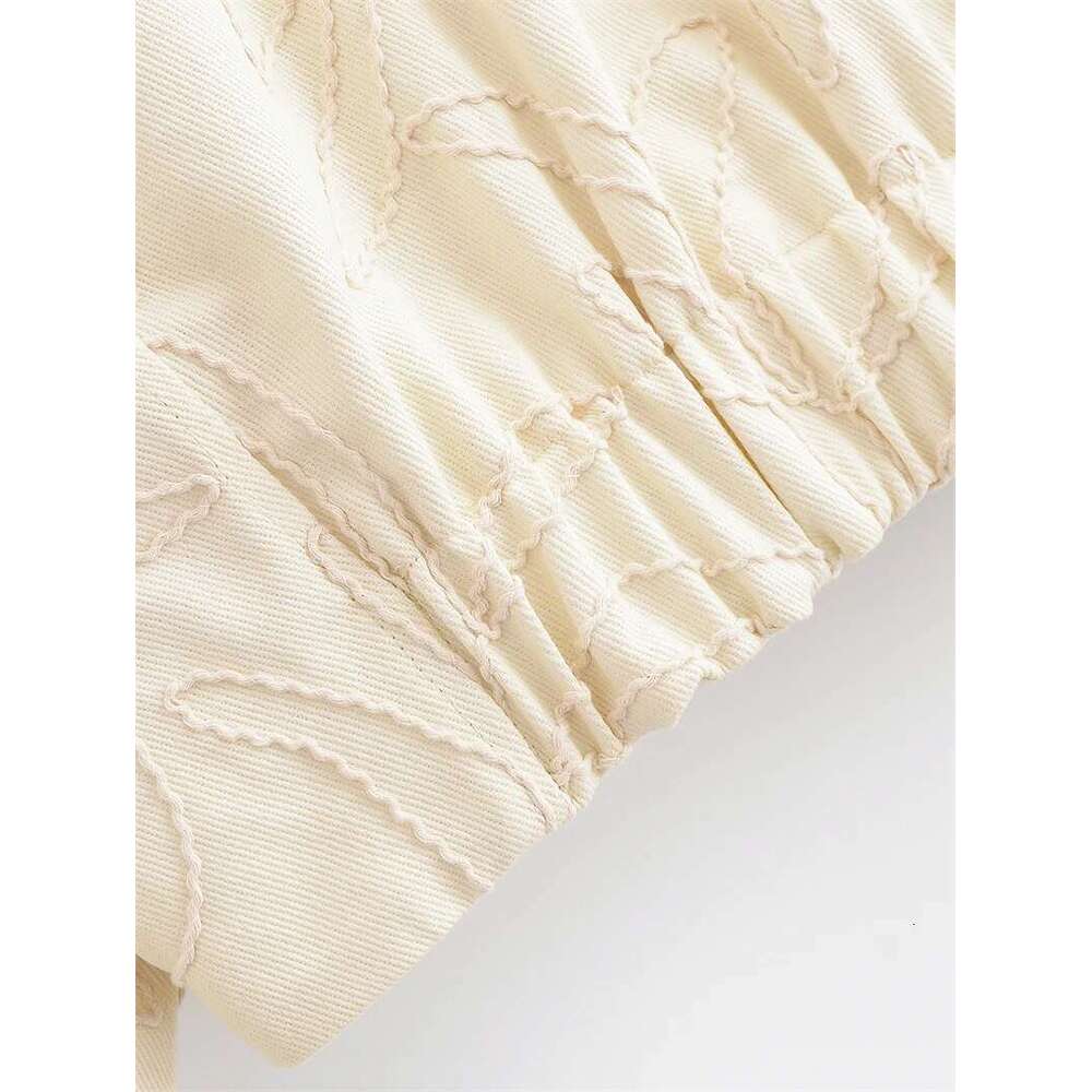 Women's New Summer 2025 White Long Sleeve Jacket Thick Rope Embroidery Design Casual Fashion Personality Versatile