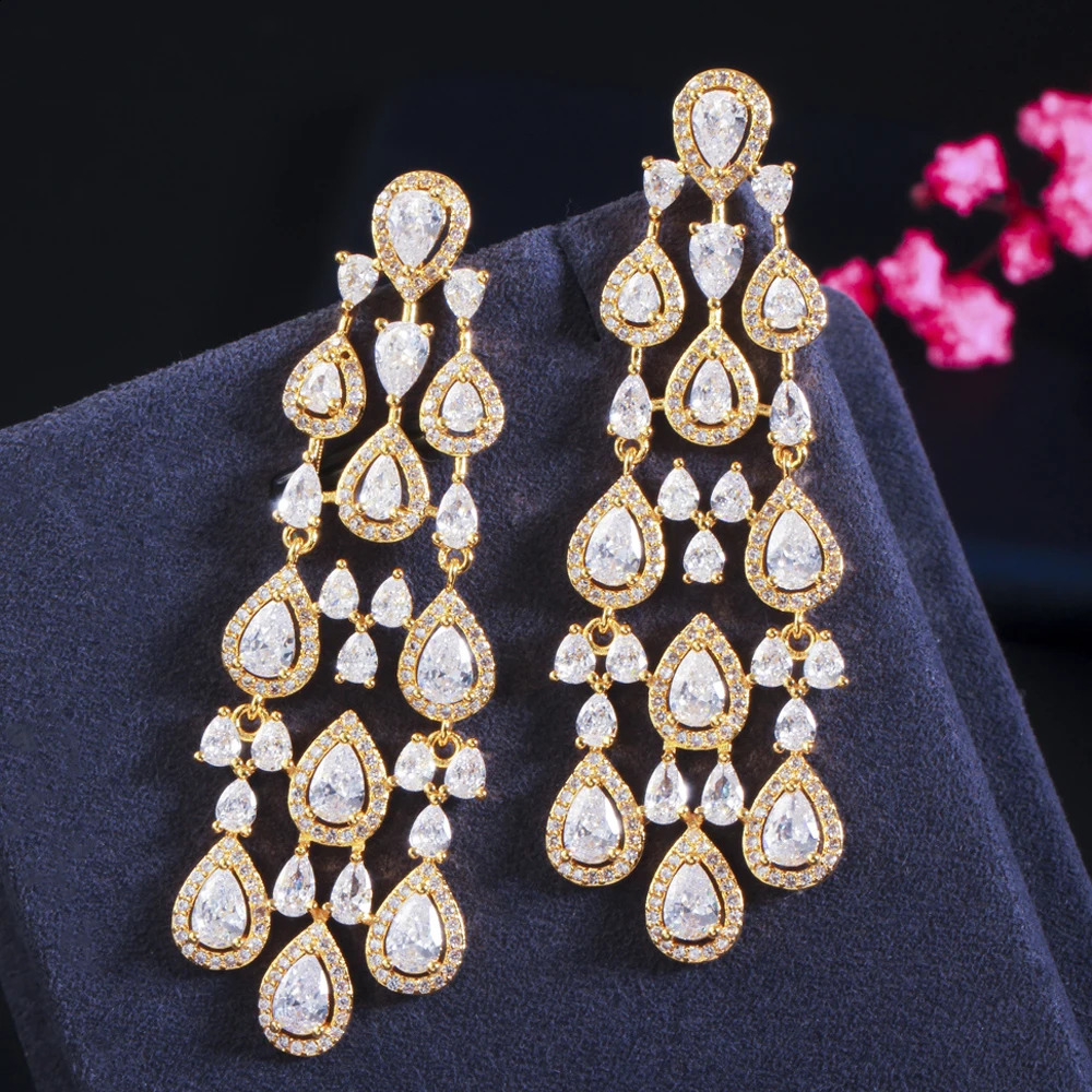 ThreeGraces Vintage Long Tassel Chandelier Drop Dangle Bridal Wedding Earrings for Ladies Sparkling CZ Crystal Jewelry ER531 250519