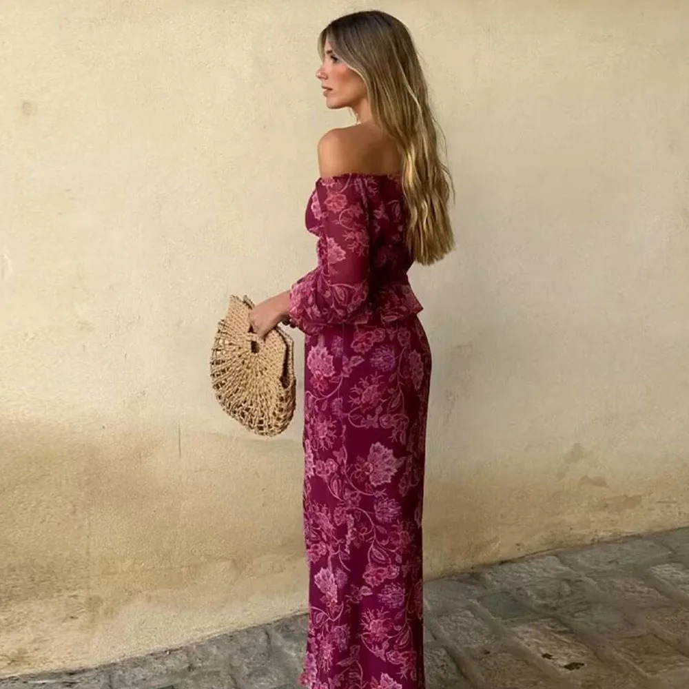 Autumn fashionable womens clothing casual and elegant retro European and American printing set 250520