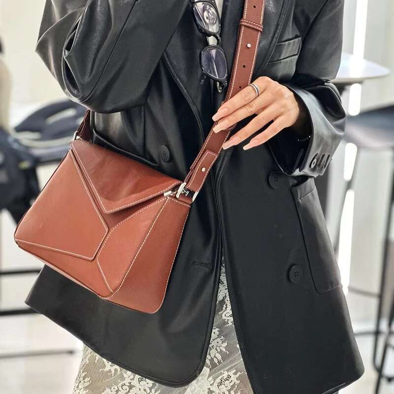 Lady Women's Tote Designer Hand Bag Ladies Genuine Leather Fashion Bags 2024 Rectangular Crossbody Vegetable Cow