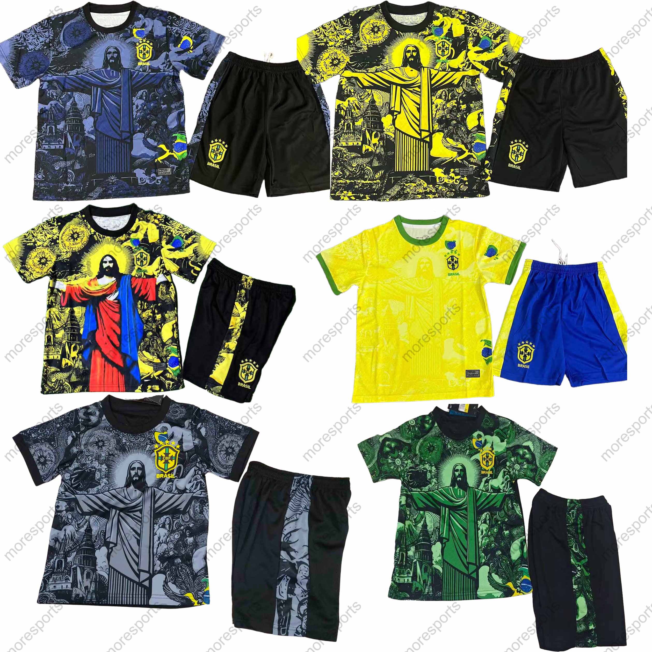 2025 2026 bRAZILS kids kit drop shipping soccer jerseys Christ the Redeemer Kit Special concept limited shirt JESUS pre match training Football maillot uniform