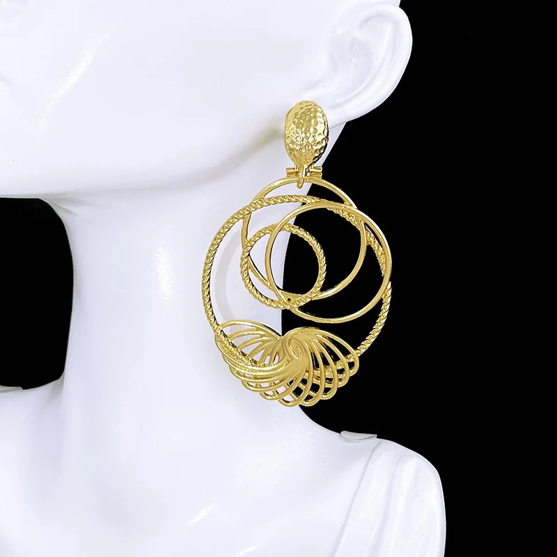 Big Earrings For Women Gold Color Drop Earrings 18K Gold Plated Fashion Jewelry Wedding Party Accessories Trending 250520