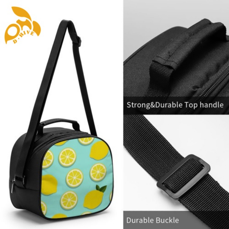 Free delivery. Custom-made round, beige, white and black semi-long, lightweight, simple and portable meal bags by designers
