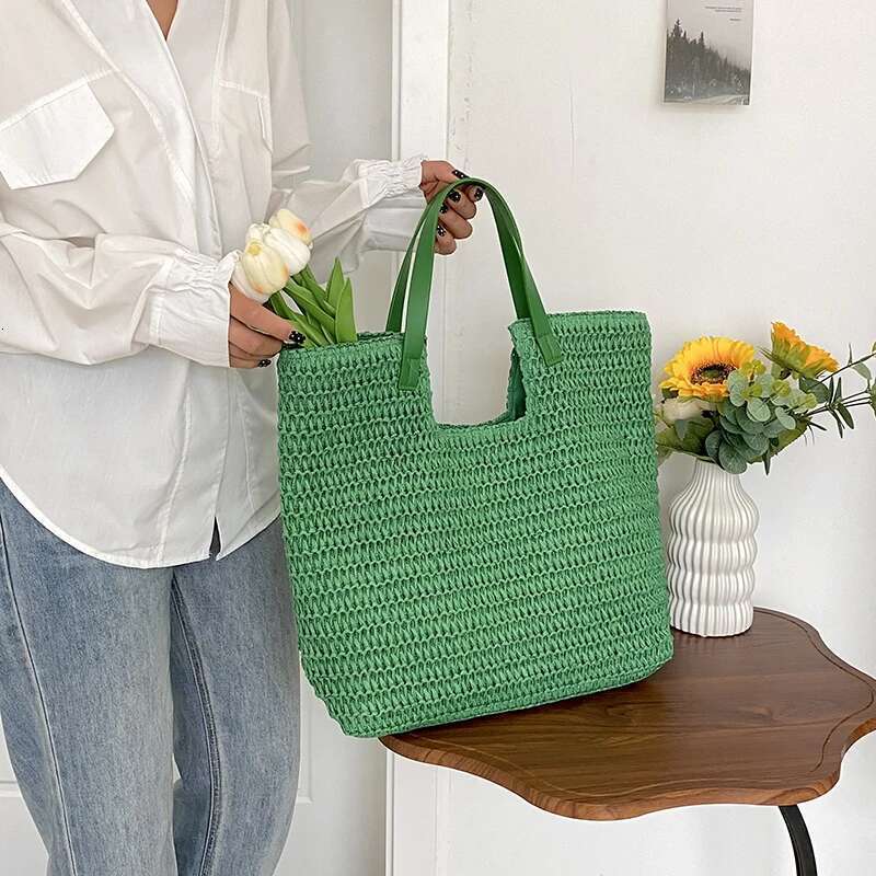 MOODS Summer Beach Straw Woven Shoulder Tote Bags For Women Large Capacity Shopping Totes 2025 Brand New Travelling Handbags