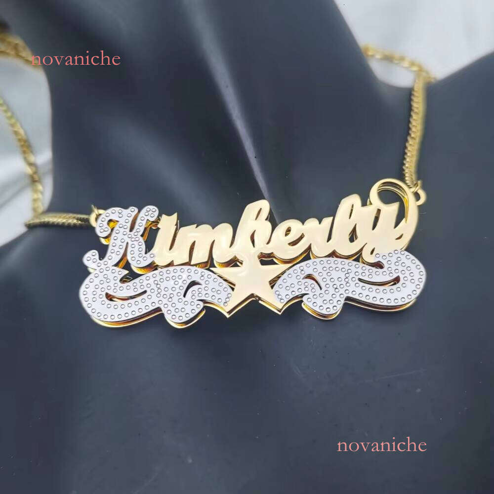 Autumn Cold Double Color Star Name Necklace Hiphop Pendant Jewelry Gift