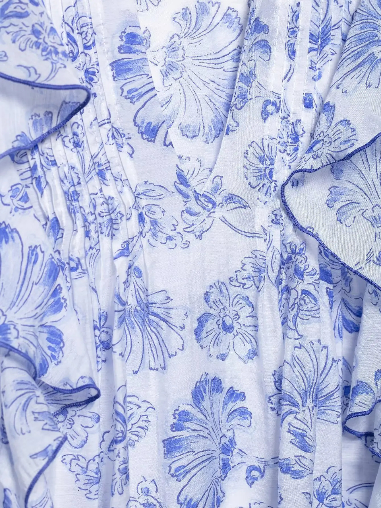 Zevity Women Fashion V neck Pleat Ruffles Floral Print Casual Smock Blouse Female Long Sleeve Shirt Blusas Chic Tops LS9031 250520