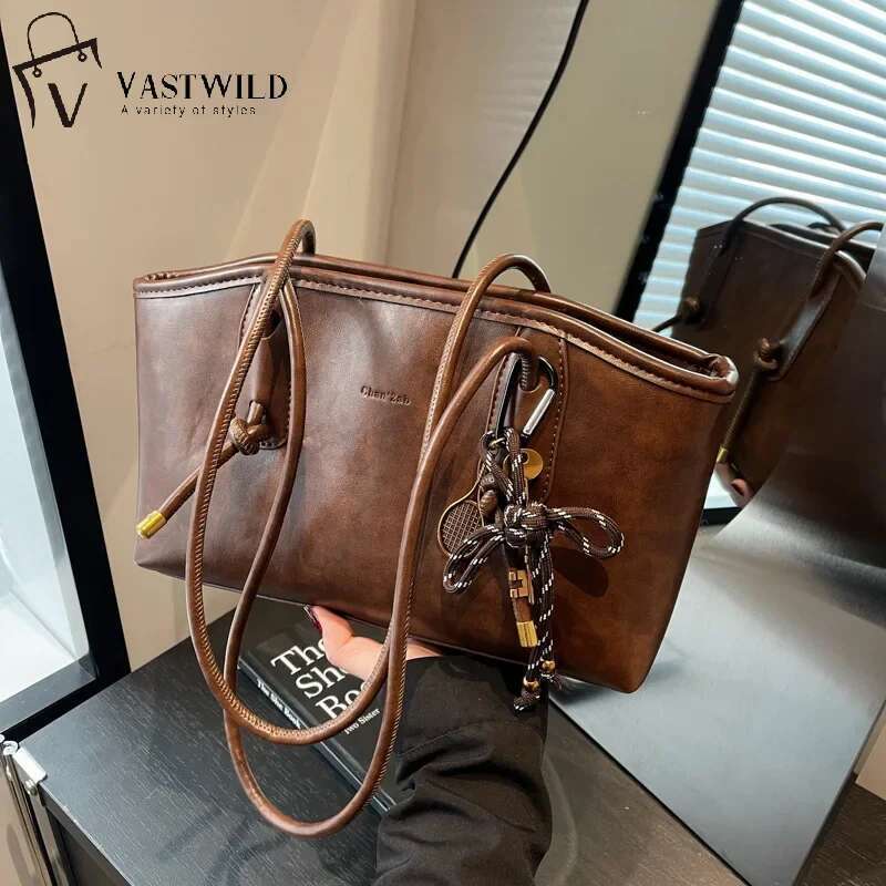 PU Leather Shoulder Bags For Women 2025 Spring Y2k Trend Female Crossbody Lady Handbags And Purses Retro Tote Bag