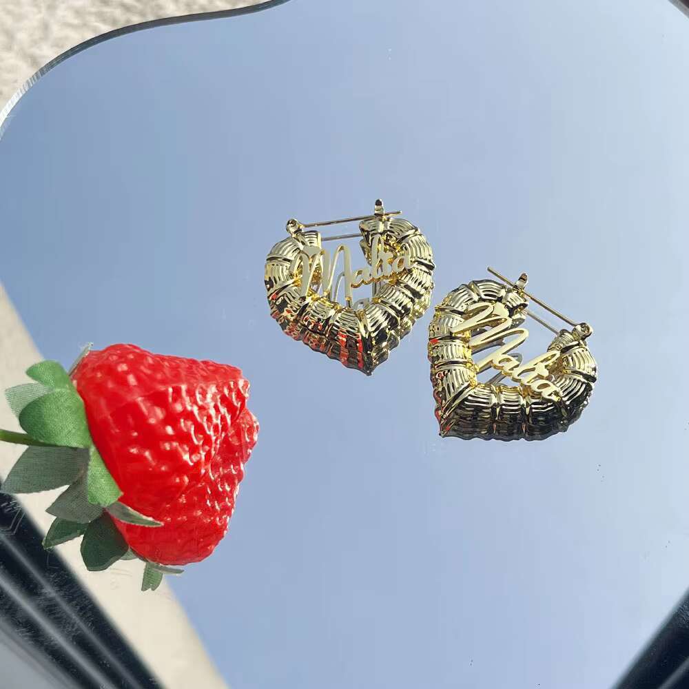 Autumn Cold OEM Waterproof Stainless Steel Letter Heart Shaped Bamboo Circle Girls' Earrings