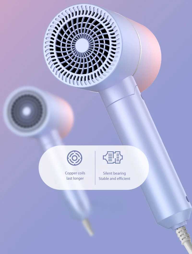 Portable Anion Hair Dryer Quick Dry with Diffuser Blue Light Hair Care Professional Foldable Home Travel Hair Care Dryer 2025 z250520