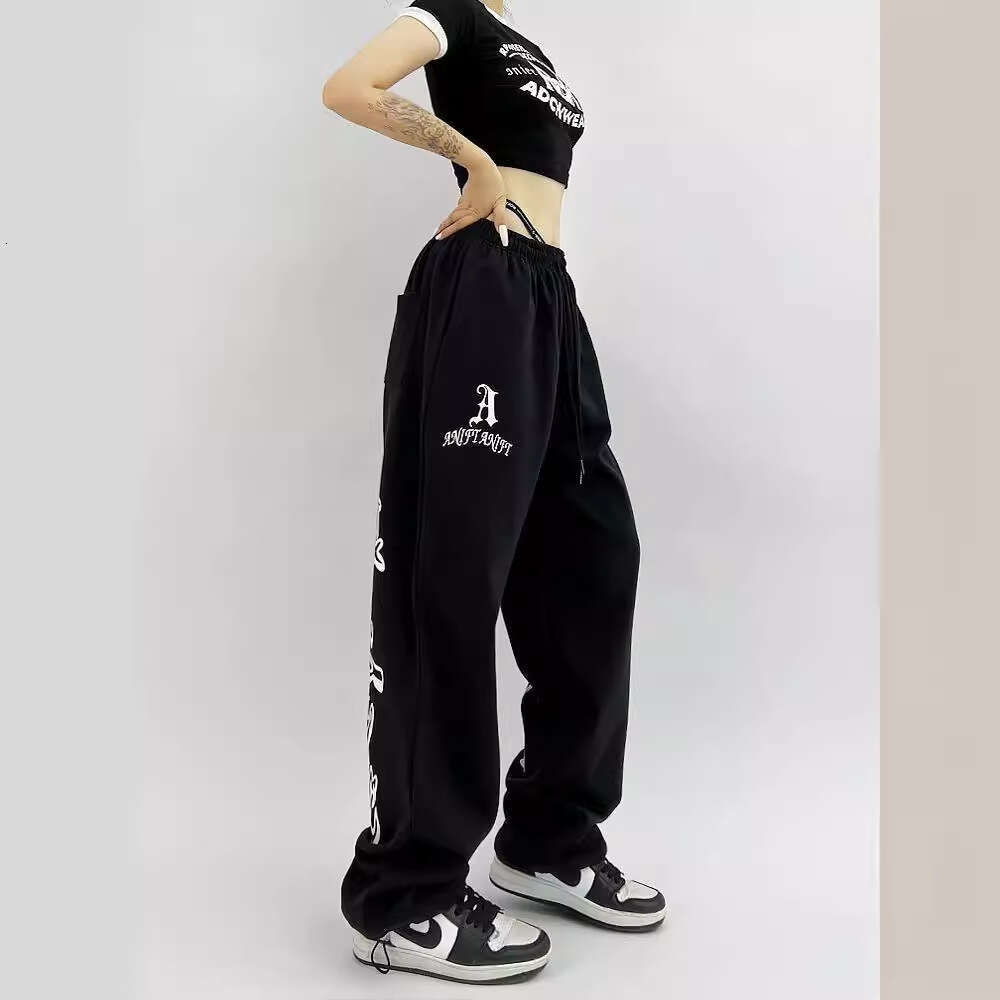 American style design street straight wide leg jazz hot girl sports and casual pants, loose printed ankle binding sweatpants