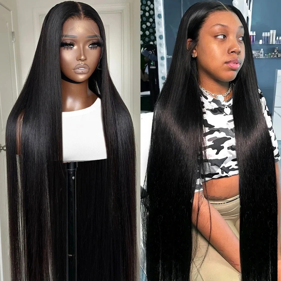 HD 13x6 Silky Bone Straight 30 36 Inches Lace Front Human Hair Wigs Transparent Brazilian 13x4 Lace Frontal Remy Wig synthetic lace front wigs
