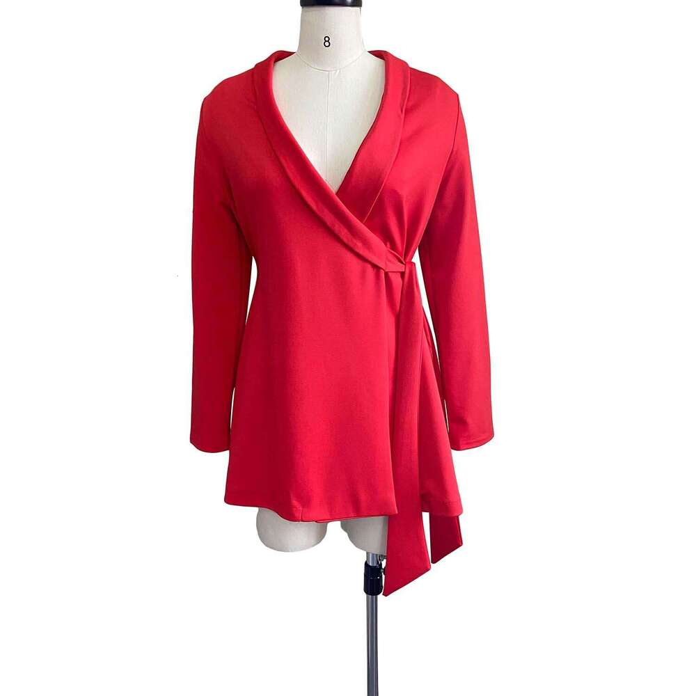 Women's Wear Autumn New Style Commuter Office Slim Fit Tie Up Suit Large Dress