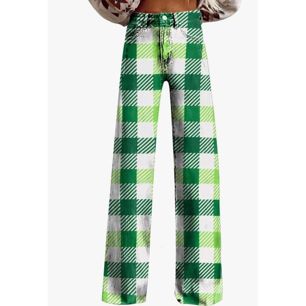 Stylish High-Waisted Printed Wide-Leg Stretch Jeans for Women's Casual Wear