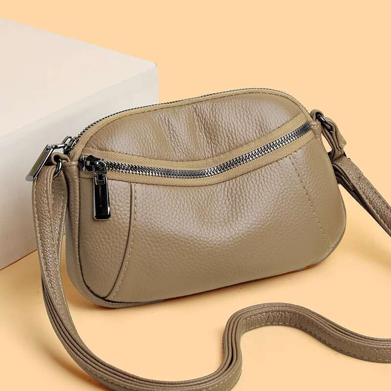New Patchwork Single Shoulder Crossbody Head Layer Cowhide Small Bag Advanced Fashion Simple