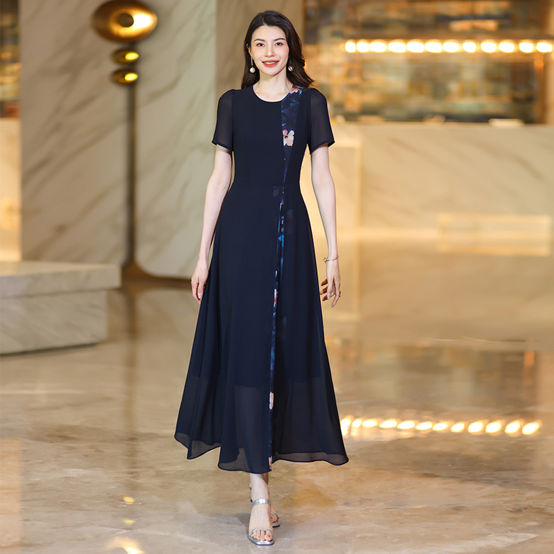 elegant sophisticated dresses with a highend feel summer shortsleeved highwaisted printed maxi onepiece dresses for women floorlength