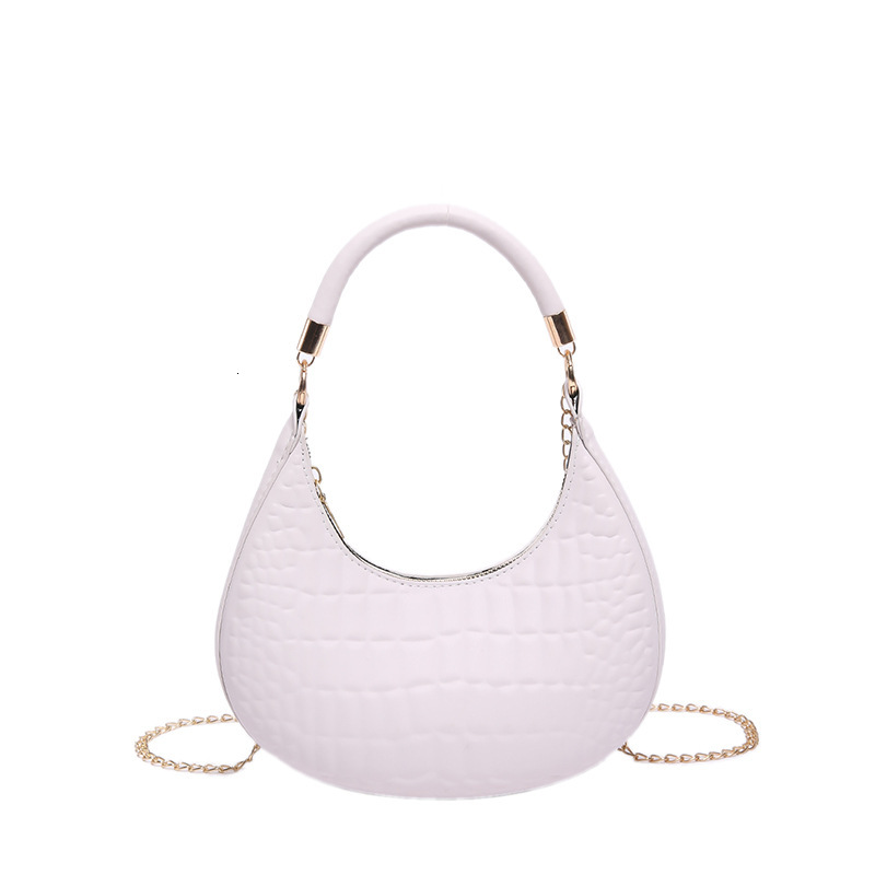 High end fashion versatile women's hand-held crescent 2024 new light luxury crocodile pattern single shoulder crossbody chain bag