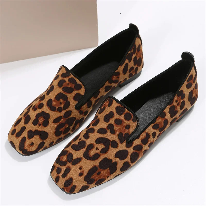 SpringAutumn Sexy Elegant Casual Leopard Print Wear-Resistant Fashionable Comfortable Walking Flat Shoes for Women 250520