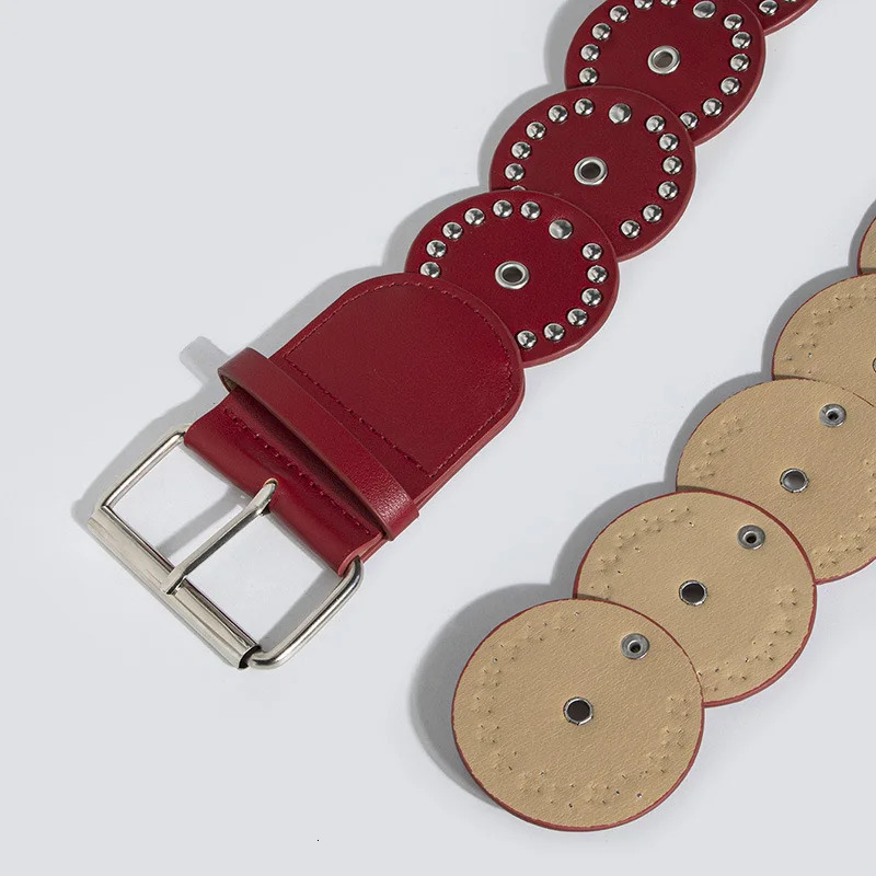 Personalized Round Rivet Stitching Waistband Fashionable Handsome Belt Heavy Round Cake Wide Womens Waistband 250519