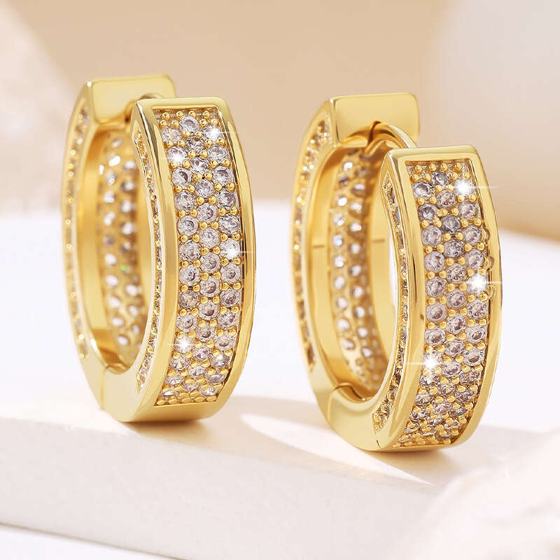 2025 designer Circular full of zircon Bling men's and women's hip-hop earrings with box