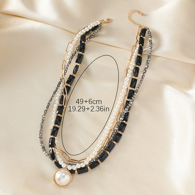 Ethnic style multi-layer accessories sweater chain Bohemian wooden bead necklace