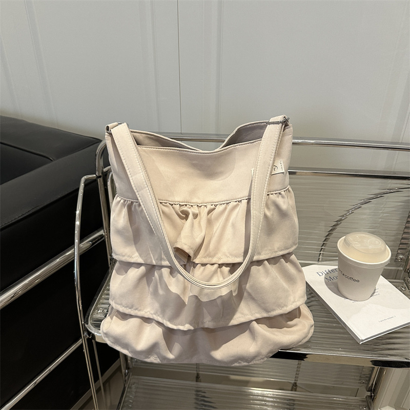 Free Delivery Designer Bag Korean Skirt Ruffle Edge Fabric For Women 2025 New Trendy And Niche Tote Large Capacity Crossbody Luxury Bag