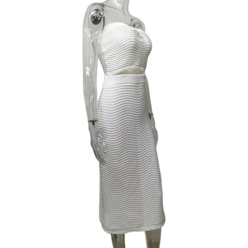 Halter Dress Wind Spring Summer New Knitted Women S Chest Sleeveless Small Strapless Spicy Girl Hip Wrapping Half Skirt Set Maxi Dress