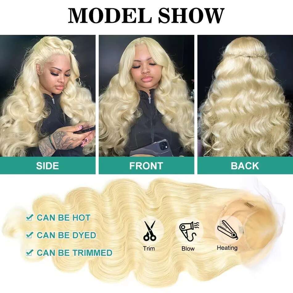 Mossily 250 Density 30 40 Inch Body Wave 613 Hd Frontal 13x6 Blonde Lace Front Wig Colored 13X4 Human Hair Wigs