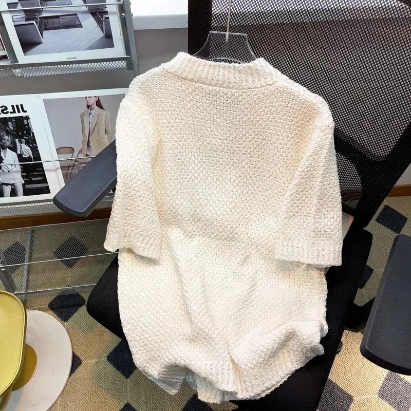 Mens Clothing Leisure y Knitted Shirt Harajuku Fashion Solid Color Short Sleeve Buttondown Korean Knitwear Summer 250520
