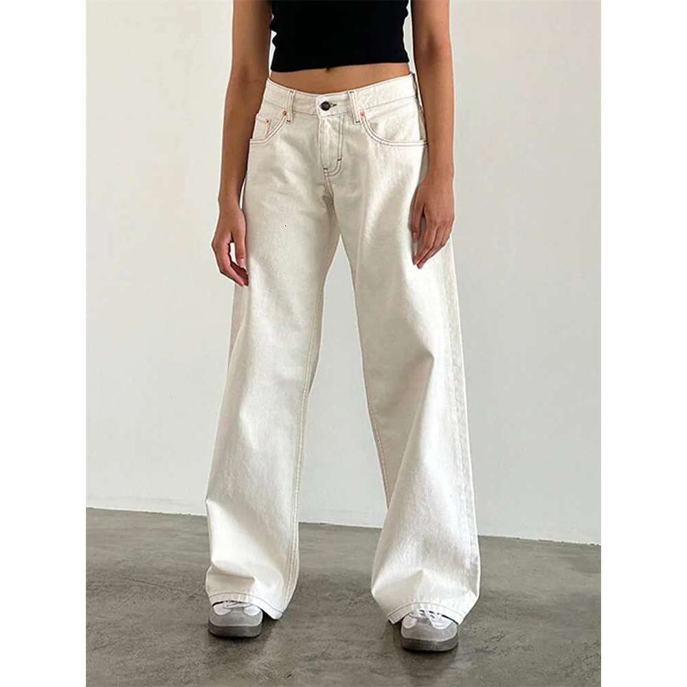 CHRONSTYLE Women Wide Leg Boyfriend Straight Hip Hop Long Denim Pants Low Waist Baggy Casual Loose Jeans Streetwear