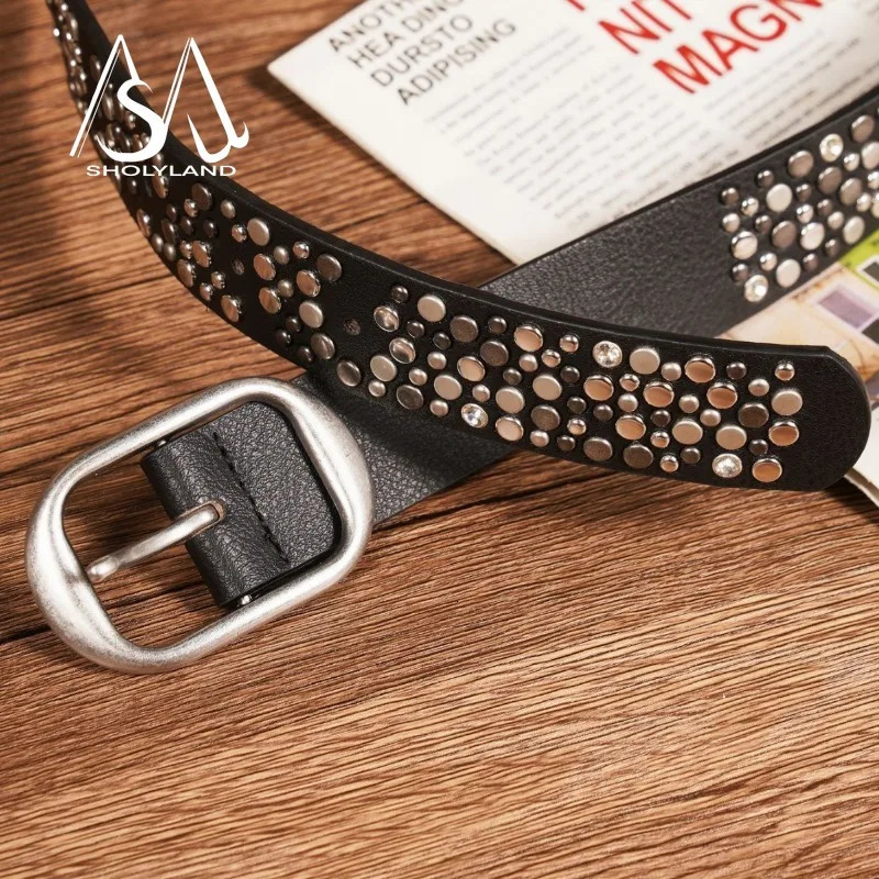 Practical Punk Street Hit Heavy Metal Belts No Rules Claw Nails Diamond-studded Jeans Embellished with Belts 250519