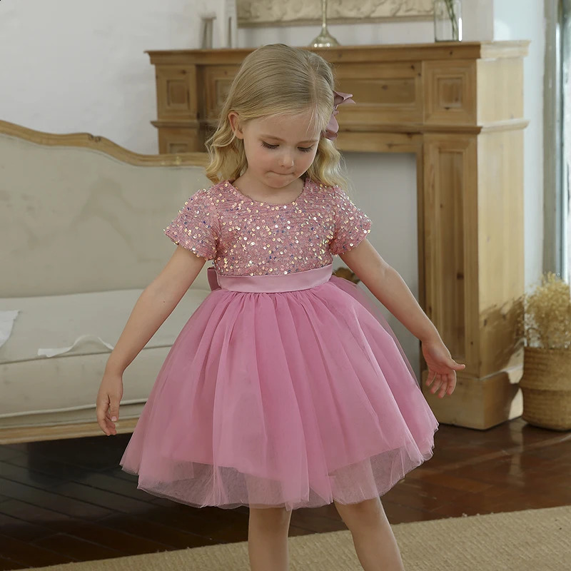 2025 Kids Party Dresses for Girls Sequin Fluffy Prom Gown for Wedding Evening Elegant Children Birthday Princess Dress 4-10 Year 250519
