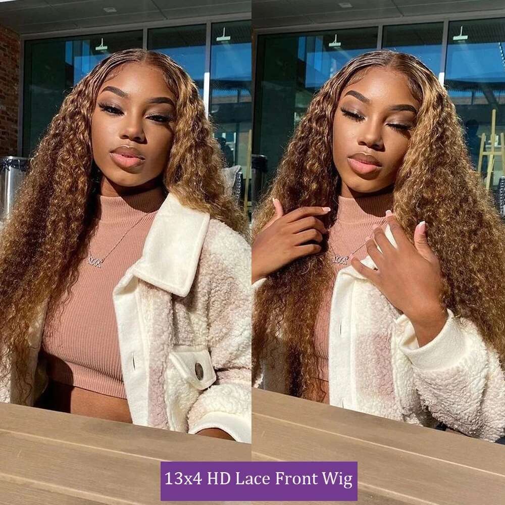 13x6 13x4 Deep Wave HD Frontal Highlight Invisible Strap 360 Full Glueless 30 Inch Lace Front Wig Human Hair