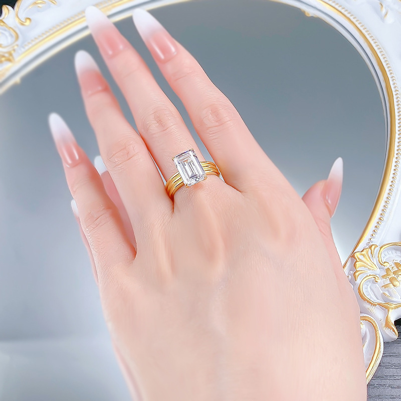 Timeless Beauty - Designer S925 Silver Gold-Plated Rectangle Gemstone Piece Ideal For Milestones