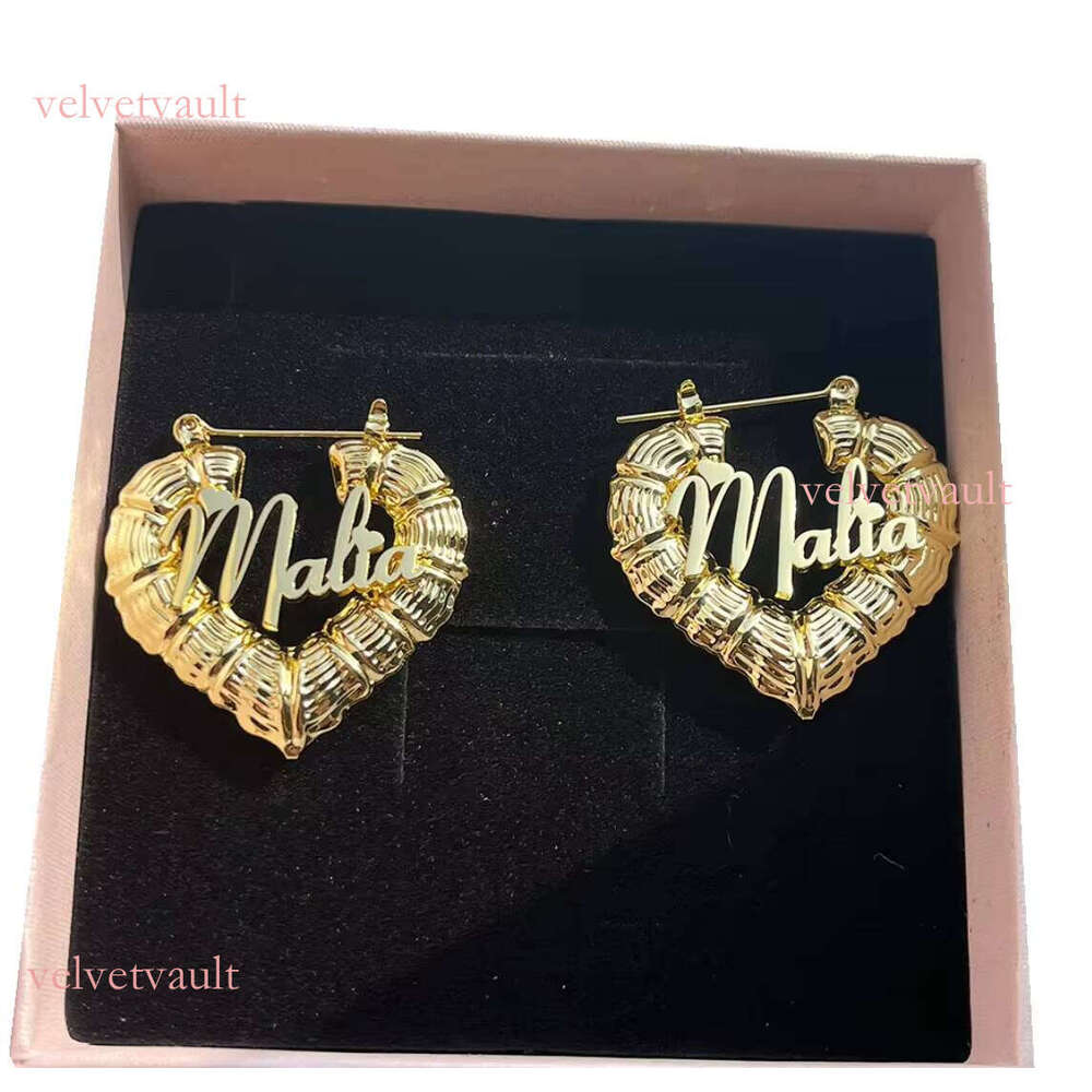 Autumn Cold OEM Waterproof Stainless Steel Letter Heart Shaped Bamboo Circle Girls' Earrings