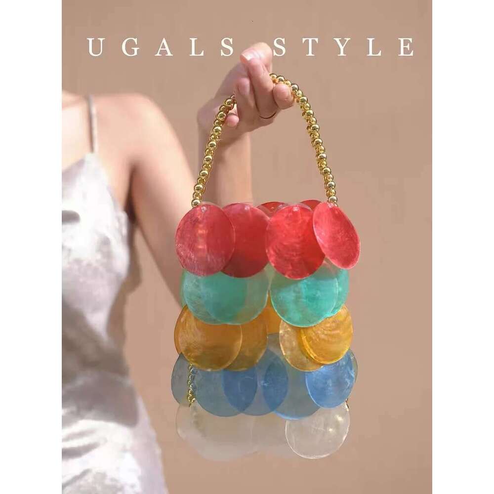Womens Handbag Fashion Natural Shell Case Woven Handmade Bucket Beads Beading Shoulder Holiday Vacation Beach Bag