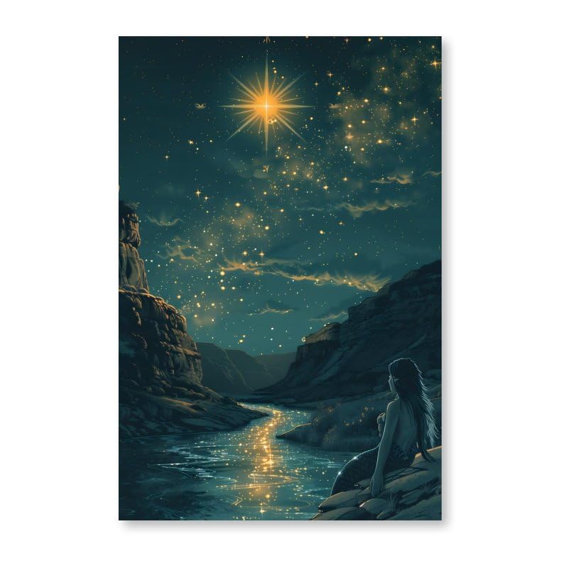 Generic Mermaid Canvas Poster Wall Art Decor Print Picture Paintings for Living Room Gift ForBedroom Decoration 08x12inch(20x30cm), Frame-style