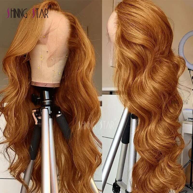 Ginger Blonde Human Hair Wigs For Women 13X4 Body Wave Hd Front Pre Plucked Brazilian Curly Lace Frontal Wig