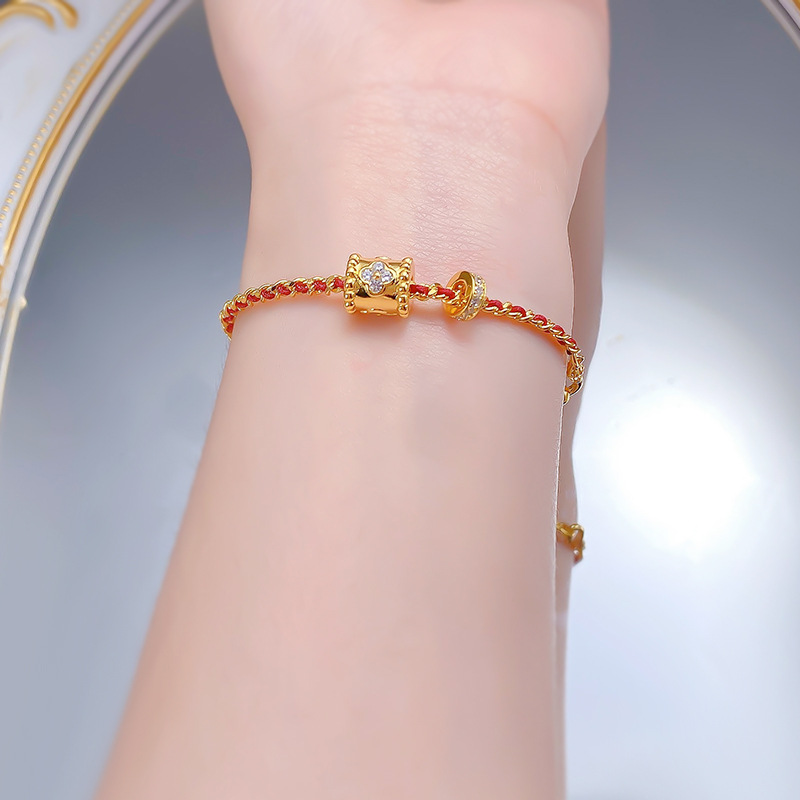 S925 Silver Fashion Bracelet for Women, Gold Plated with Diamond-like Charm, Elegant Woven Design