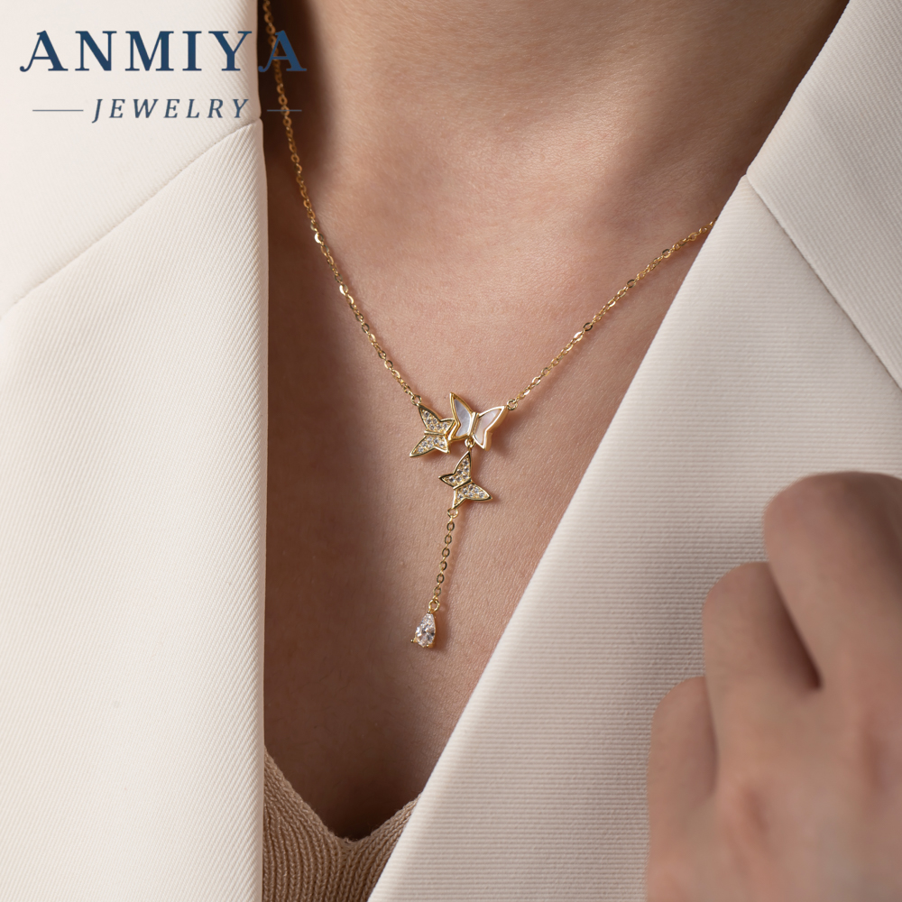 ODM Customization Temperament Fine Jewelry Three Butterfly Pendant Necklace 925 Silver Necklace