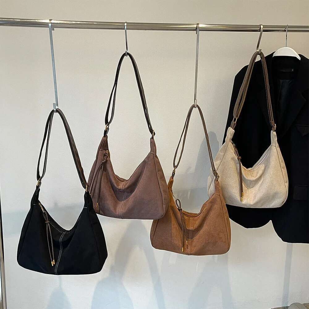 Women Suede Shoulder Adjustable Strap Crossbody With Zipper Messenger Bag Solid Handbag For Work Travel