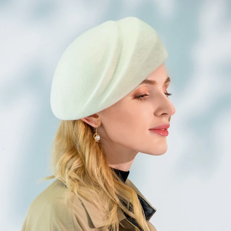 X4170 Wool Knitting Hat Fashion Woolen Beret Cap 100% Woolen Berets Cap French Artist Hat Vintage Painter Hats Beret Warm Cap 250520