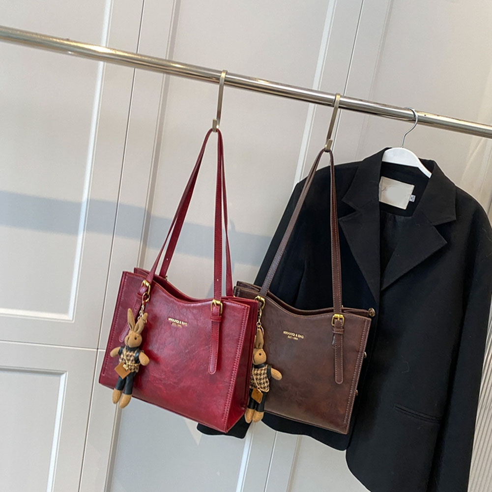 Women Retro Tote Handbag with Pendant Casual Tote Bag Large Capacity Fashion Shoulder Bag Ladies Travel Handbag