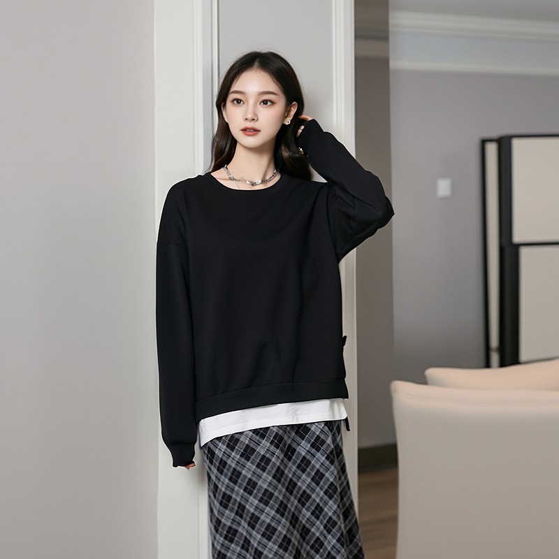 F6300 Two-piece sweatshirt tops 2024 autumn new fat girl clothes coat large size women's clothing