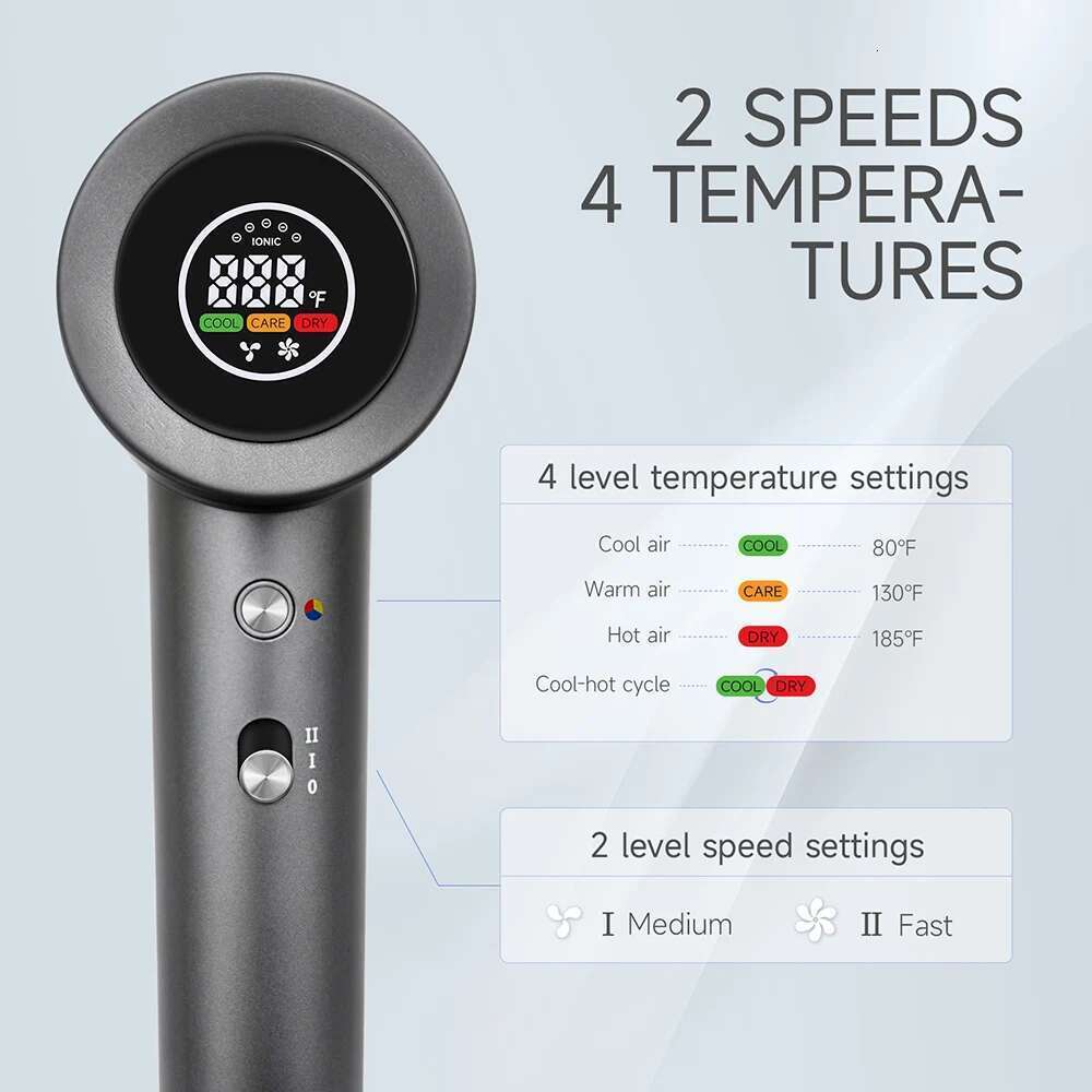 Compact Hair Dryer,Faster Drying, Shinier Hair,Temperature, LED Display, 110000RPM/MIN, Portable, Ionic Blow Dryer