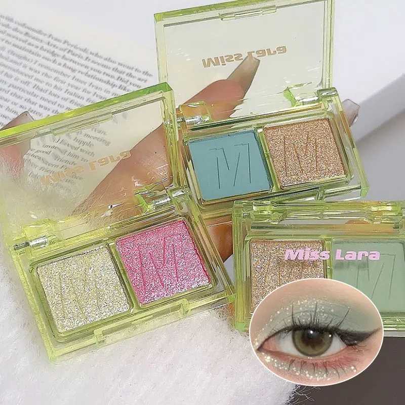 Two-tone eyeshadow tray Pearl matte Beginner Compact portable pure mint green eye makeupXJ250520
