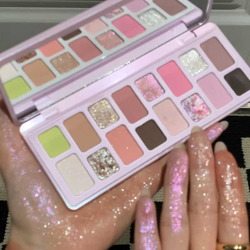 Spring and Summer Sweet Juice Pink Green Color Contrast 16 Color Eyeshadow Makeup Palette Matte Pearlescent Glitter Eye ShadowXJ250520