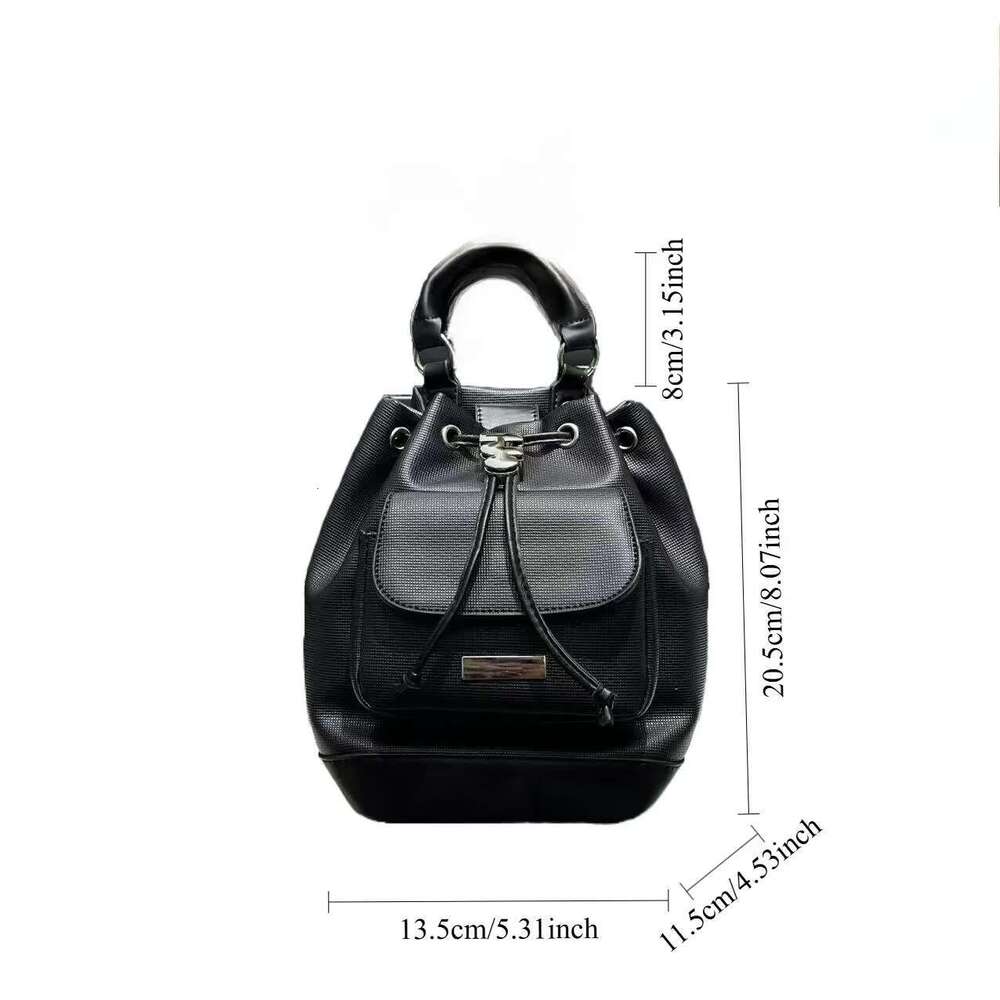 Ladies' Fashion Y2k Spicy Girl Drawstring Backpack Retro Splicing Handbag Detachable Strap Shoulder Bag