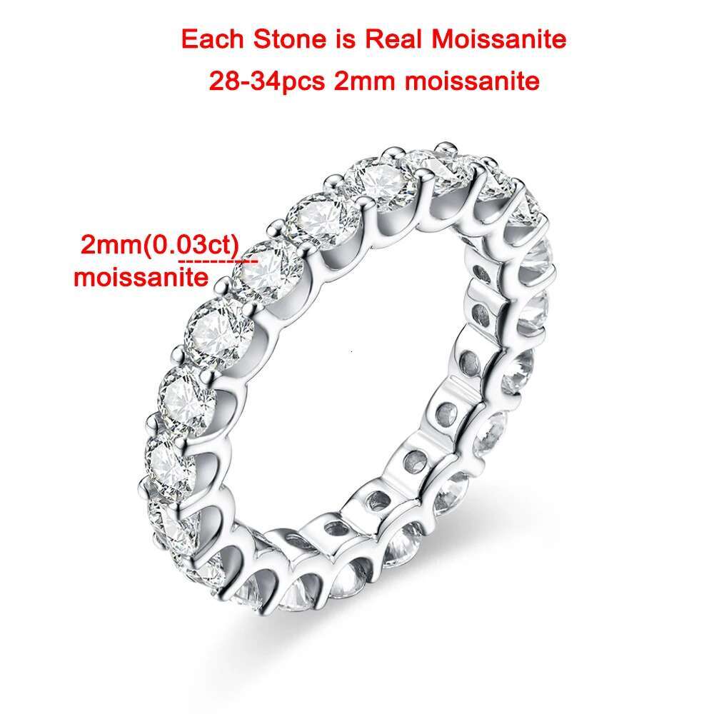 2mm/3mm D Color Moissanite Ring for Woman 925 Sterling Silver Plated 18k White Gold Wedding Band Jewelry With GRA Certificate
