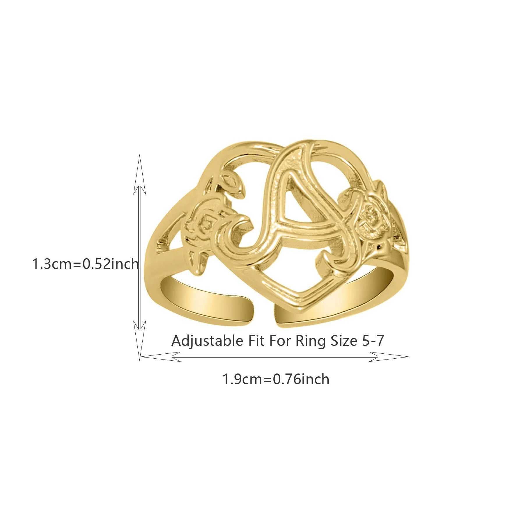 Qitian Gold Initials Heart Letter Ring For Women Fashion Hip Hop Jewelry Personized Adjustable Letter Rings Mothers Day Gifts L250519