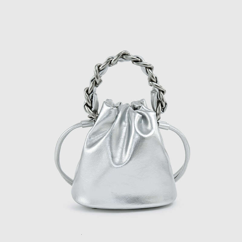 Women's Bags Designer Silver Bucket New Chain Handbag Luxury Fashion Leather Face Crossbody Bag